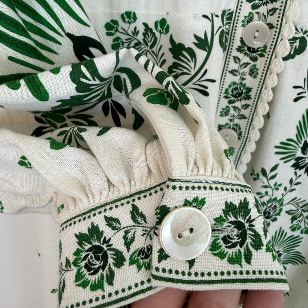 NWT Christian Lacroix Forest Soul Botanical Print Linen Blend Midi Green Dress - Picture 9 of 13
